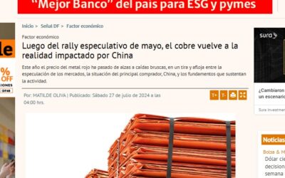 “Luego del rally especulativo de mayo, el cobre vuelve a la realidad impactado por China” – Noticia del Diario Financiero